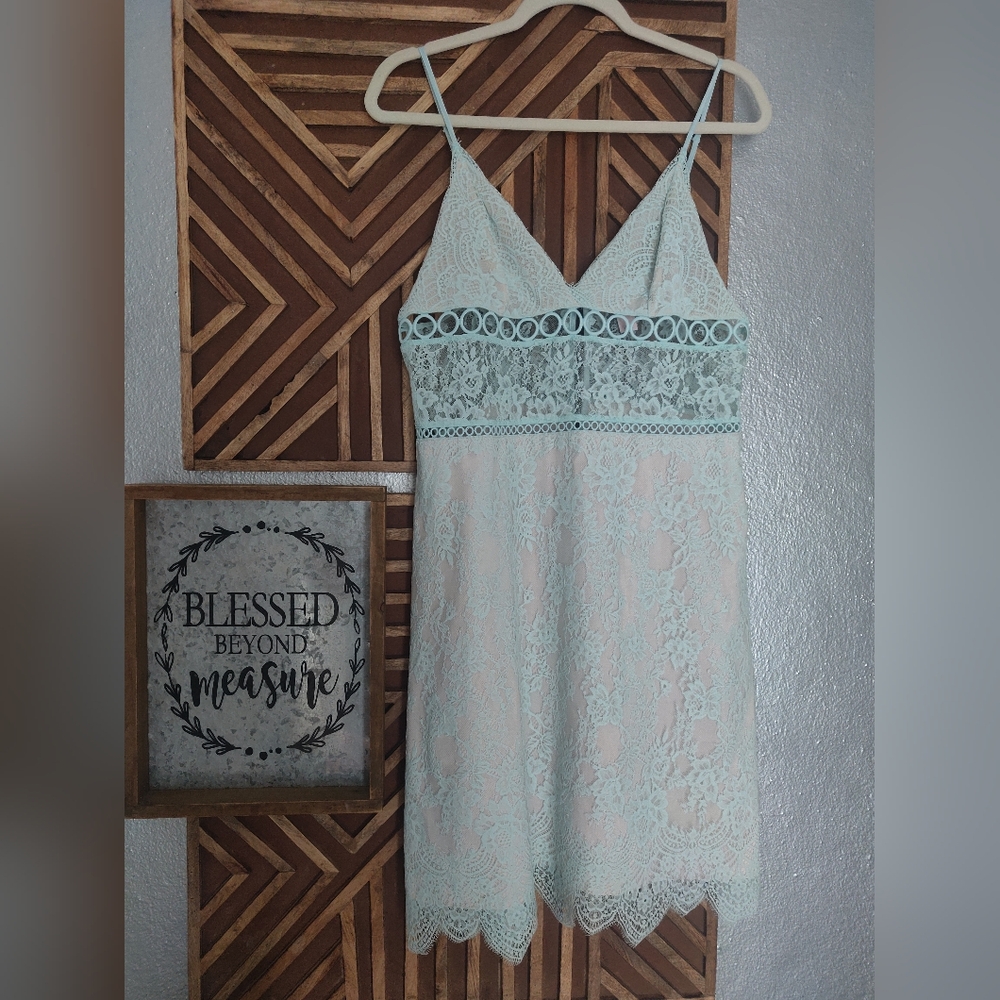 Victorias Secret Slip Dress Womens Size LARGElace Aqua Fairycore Dainty Feminine
